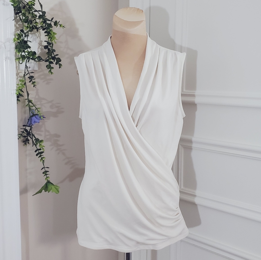 Banana Republic Classy White Surplice Wrap Top